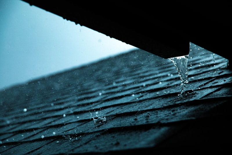 Close-up of rain gutter on roof